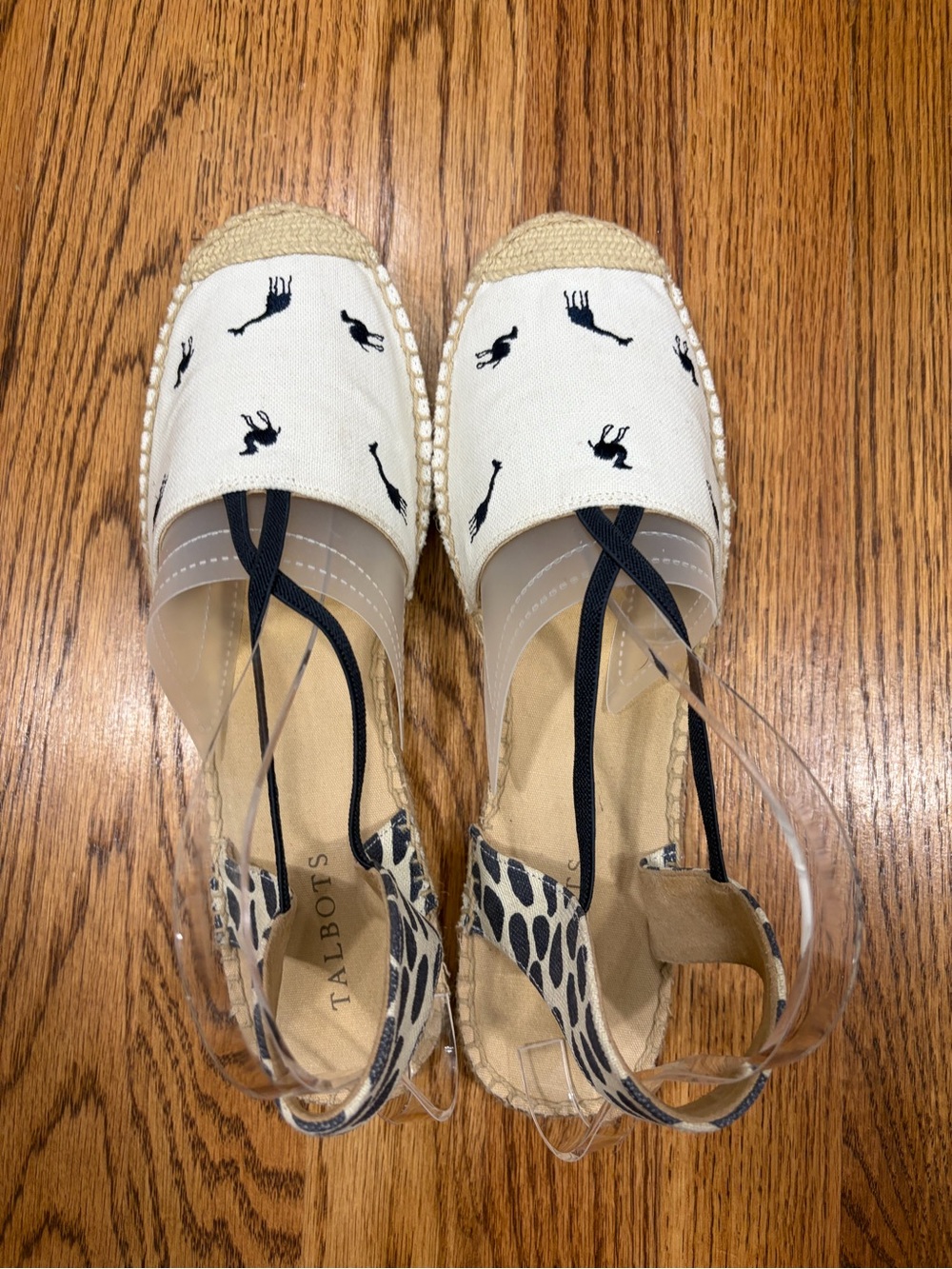 Talbots Ivy Espadrille Slingback Sandal Flats - Navy Embroidered Giraffes (11) - Picture 4 of 10